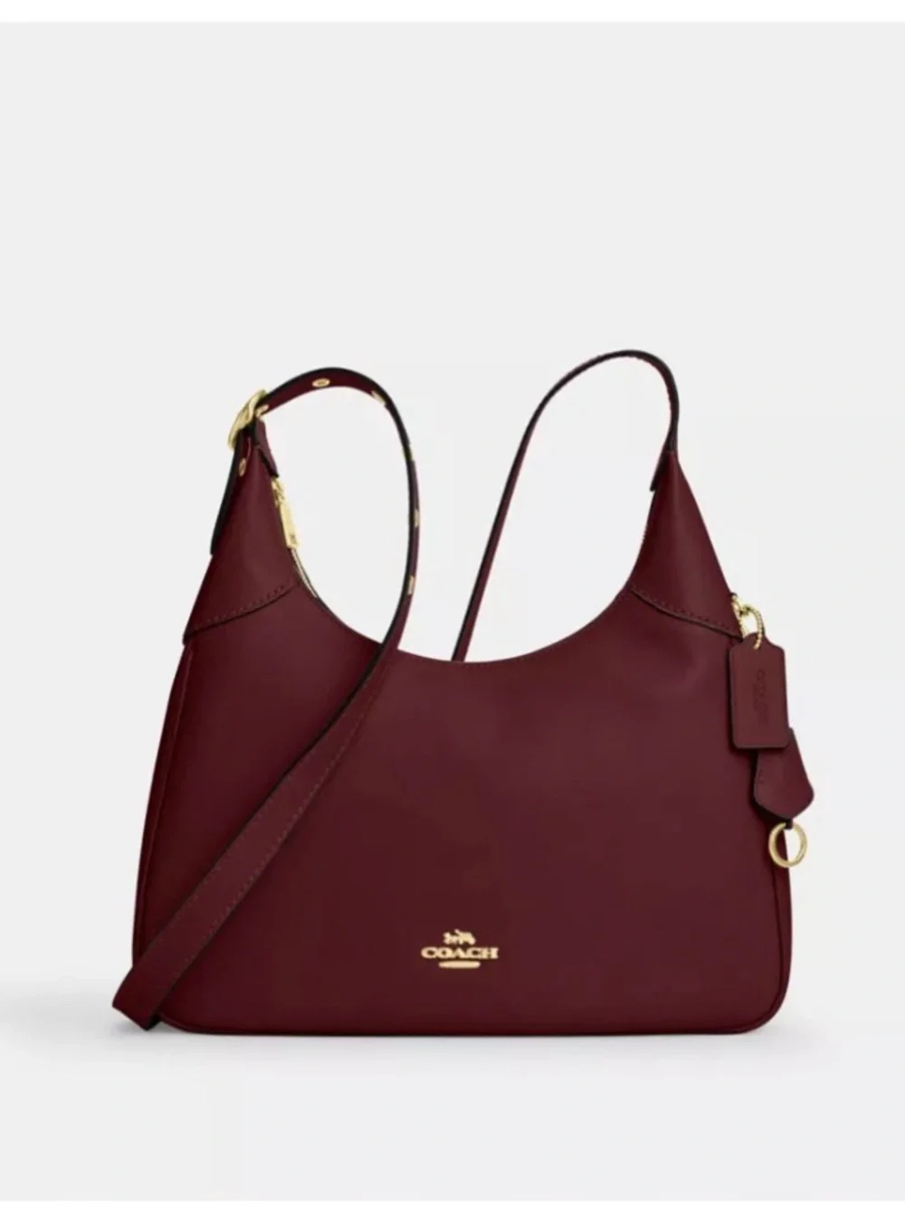 ♥️Coach NEW Maroon Smooth Leather Ella Shoulder Bag with Gold Hardware